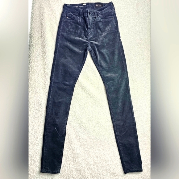 Ag Adriano Goldschmied Farrah High Rise Skinny Gray Velvet Jeans Sz 24 EUC - Picture 1 of 13